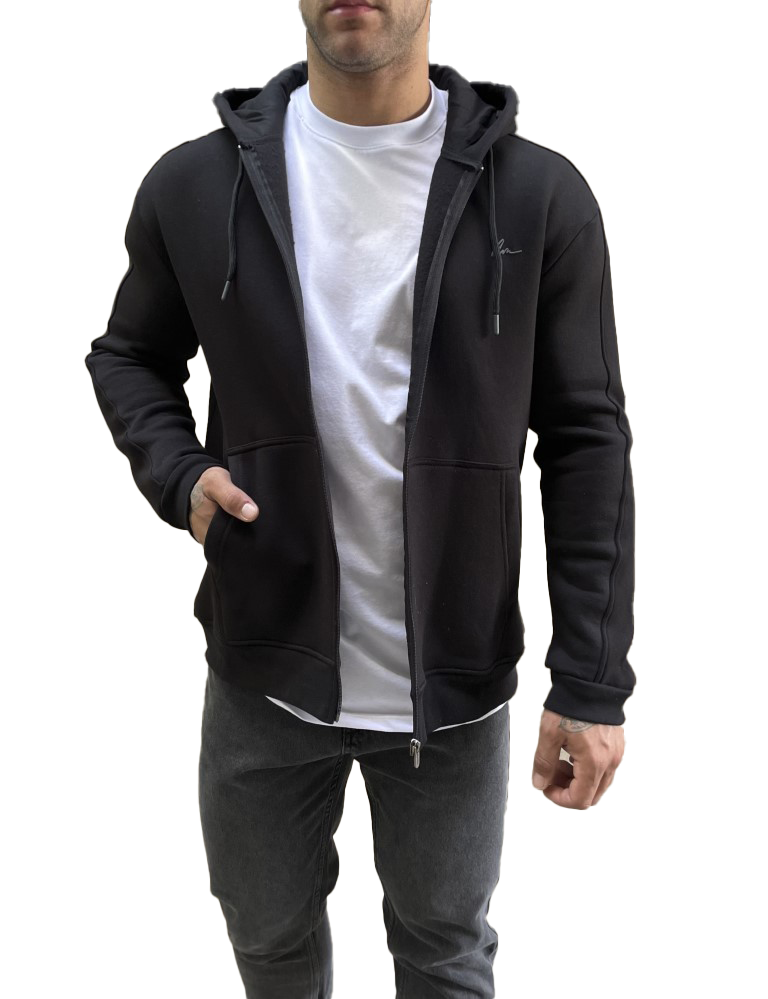 Ανδρική μαύρη ζακέτα φούτερ 4277 φωτογραφία